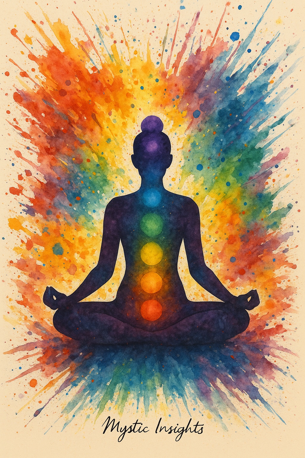 Chakra meditation with rainbow energy